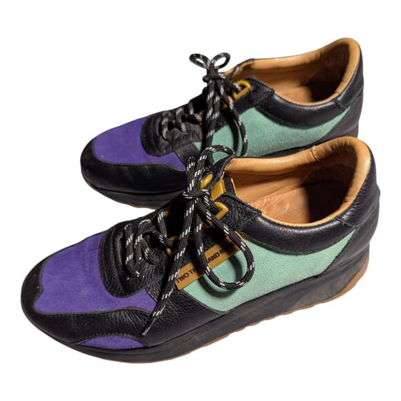 Two Thousand Never 70s Runner Black Leather Blue Suede Lace Up Sneakers Sz 5 - Picture 7 of 7